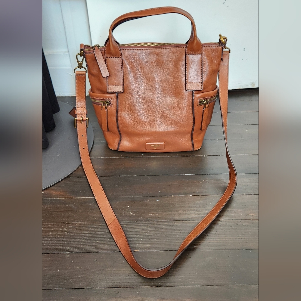 Fossil Emerson Medium Satchel Genuine Brown Leather